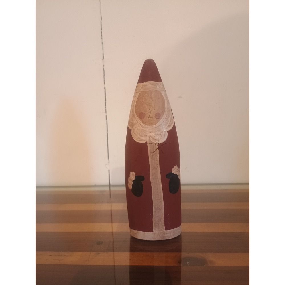 Vintage Hand Crafted Wood Santa Clause Figurine 7" Tall